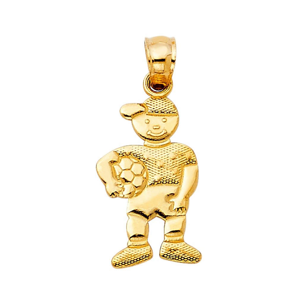 14k Yellow Gold Boy With Ball Pendant 220$